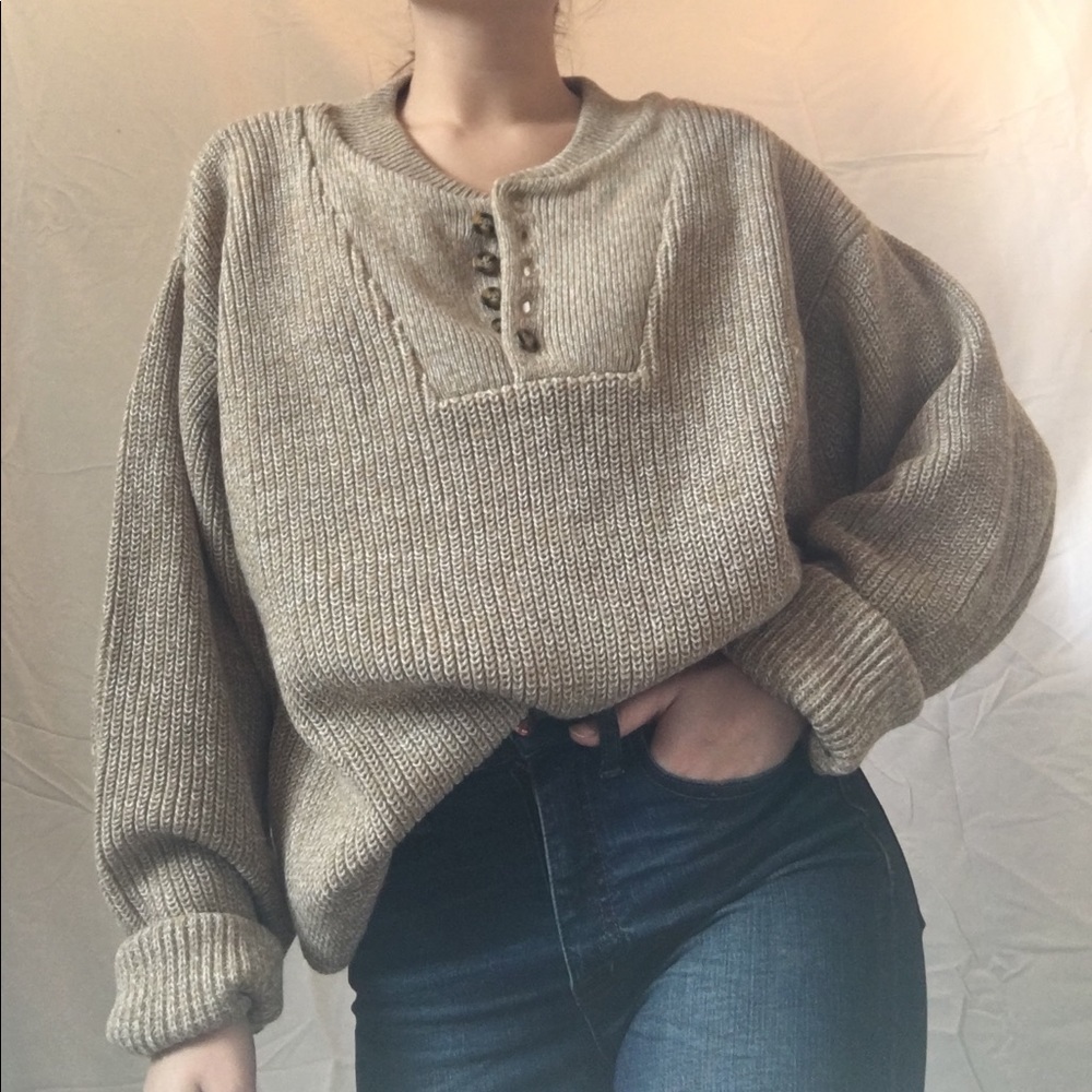 Vintage Oversized Henley Sweater - Picture 2 of 4